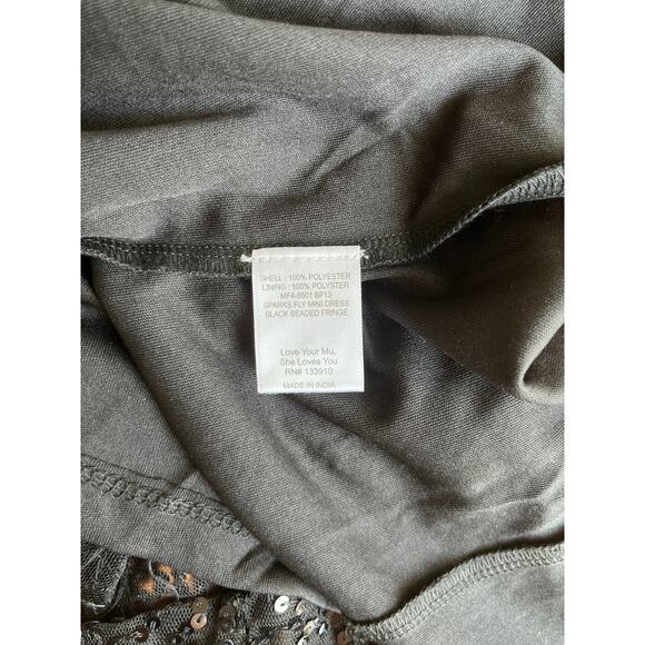 NEW NWT Show Me Your Mumu Sparks Fly Mini Dress Black Beaded Fringe Size Small - Picture 4 of 4